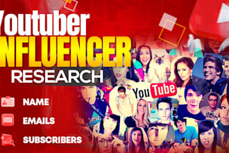 do youtube influencer research and provide valid email lists
