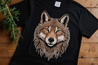create animal linocut tshirt design for brands