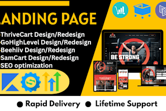 do carrd,thrivecart, samcart,beehiv,gohighleve salesfunnel landing page design