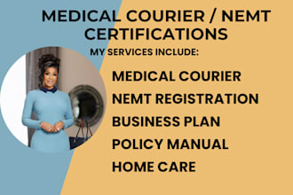 register nemt medical courier certification license business plan policy manual