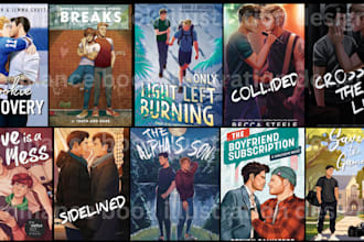 illustrated romance novel cover design, gay romance book cover,mafia,young adult