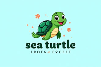 design outstanding sea turtle mascot logo with unlimited revisions