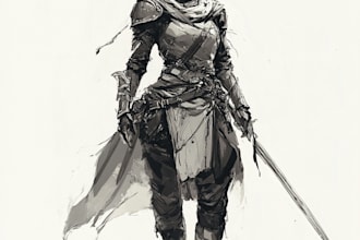 draw game character, original fantasy concept art