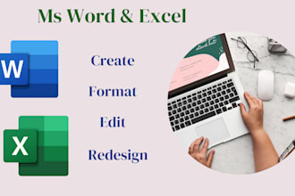 create, edit, format and redesign microsoft ms word, excel