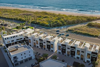 3d real estate landscape building architecture, ocean environment modular estate