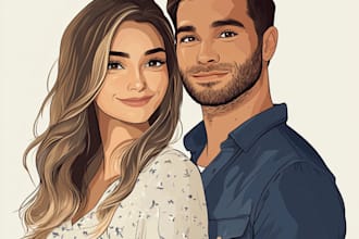 draw couple portrait illustration from your photo