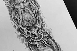 draw custom tattoo design realistic, full sleeve tattoo artist