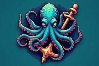 make a high quality kraken octopus mascot logo  in one day