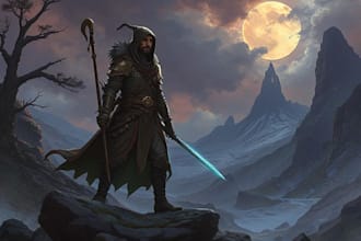 do dnd fantasy sci fi character or landscape illustration