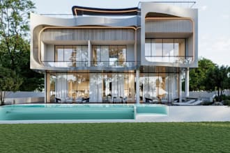 restyle mixed use building,commercial,residential house render,skp rooftop pool