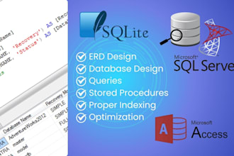 design sql server database with queries, erd, and procedures