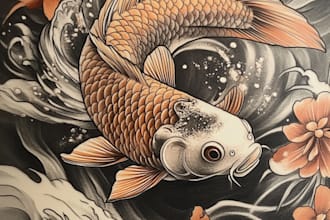 do custom tattoo design , anime , traditional or realistic sleeve tattoo artist