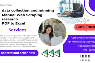 perform data gathering and collection, web research, lead data