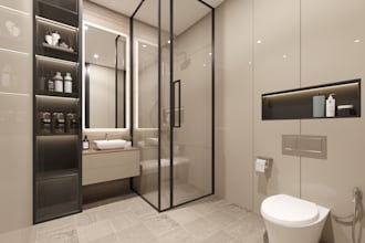 help you create a spa like vibe with clean 3d bathroom interior design