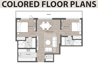 create 2d color floor plans with furniture for property listings