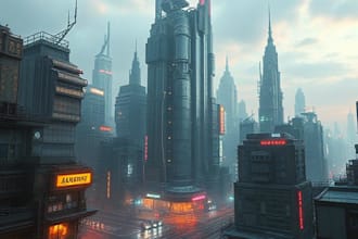 make cyberpunk scifi futuristic city for your project