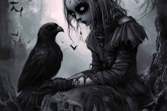 do an brutal, dark, horror, metal art illustration