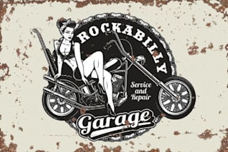 do vintage motorcycle garage logo design for you