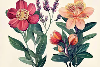 draw a  botanical illustration in may style