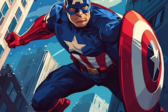 create concept art superhero character design for comics