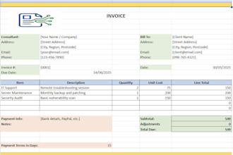 create custom invoice spreadsheets