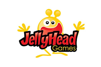 design unique colorful jelly head games logo