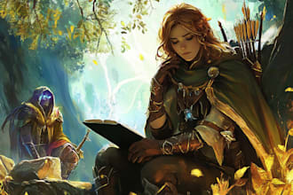 paint a character illustration in a fantasy world