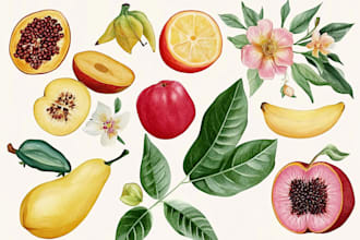 draw a highly detailed botanical illustration in line art style
