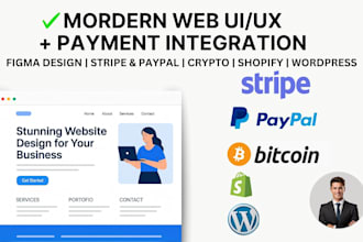 create mordern web UI UX design and integrate payment gateway