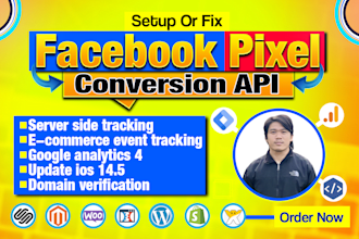 setup meta pixel ,facebook conversion API, ga4 and server side tracking