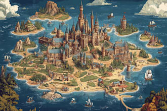 do fantasy map illustration city map 2d vector map isometric