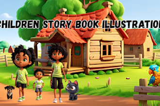 design child book illustration, children story book illustration, KDP book cover