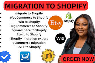 migrate woocommerce bigcommerce wix squarespace ecwid website to shopify store