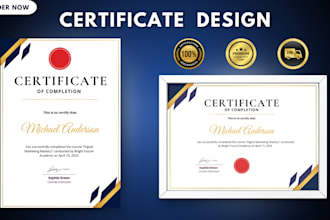 design all types of professional certificates within 24 hours