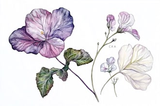 draw realistic scientific botanical or plants design
