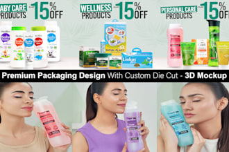 wrapper packaging design with custom diecut and 3d mockup