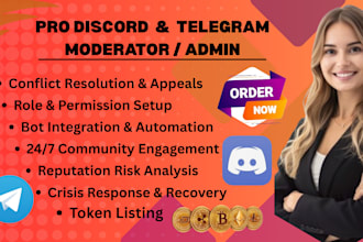 expert discord and telegram community manager with mod and engagement