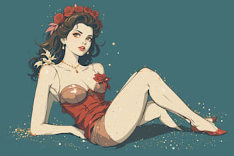 draw a pin up girl and pin up girl character art po