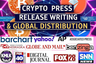 write and distribute a crypto press release to top blockchain and finance media