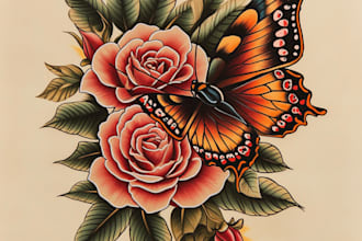 make old school or traditional style tattoo logo design