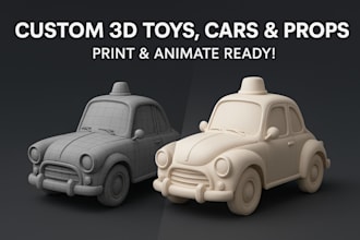 sculpt high quality 3d toys, cars, props for 3d printing, 3d product animation
