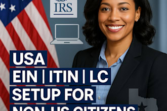 get ein, itin, tax id llc registration in the USA for non US citizens business