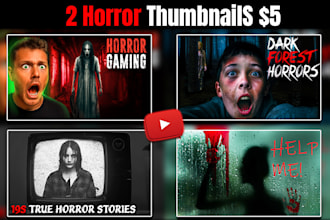 design creepy scary horror thumbnail for videos or stories