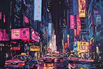 do an illustration of futuristic cyberpunk city art