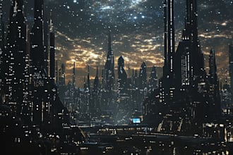 do concept art illustration science fiction city, cyberpunk