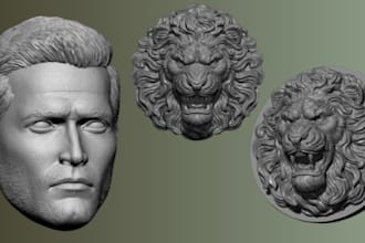 do realistic 2d to 3d monster head face bust statue model