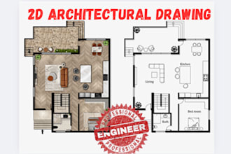 design, redraw 2d floor plan architectural floor plan drawing in autocad, revit