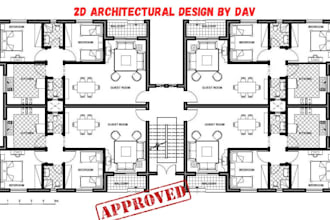 design, draw architecture 2d floor plans, blueprints using autocad, revit