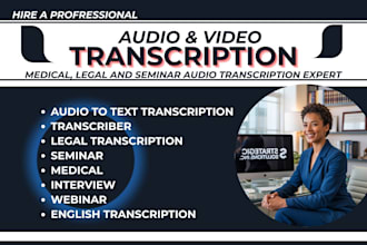 do legal medical, seminar audio and video transcription audio to text transcript