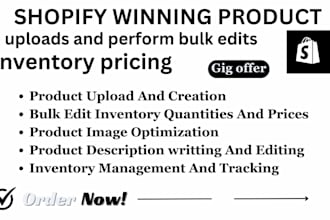 do shopify winning product uploads and perform bulk edits for inventory pricing